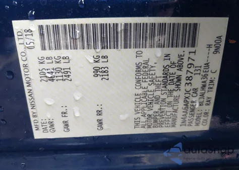 2018 Nissan Maxima 3.5 Platinum z USA, uszkodzony, nr VIN 1N4AA6APXJC387971